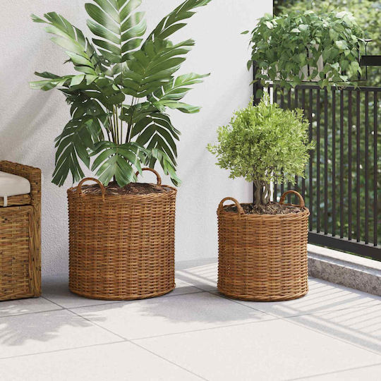 vidaXL Plant Pot Rattan Brown 50x50x58cm 2 Pieces