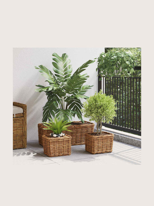 vidaXL Übertopf Rattan Braun