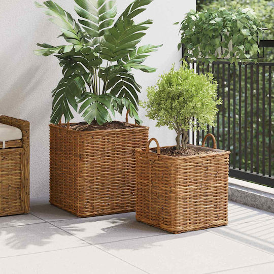 vidaXL Planter Rattan Brown