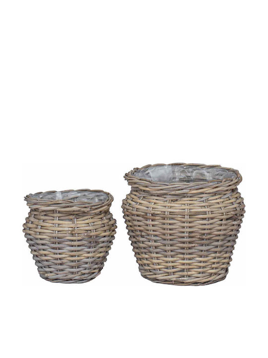 vidaXL Ghiveci Rattan Gri