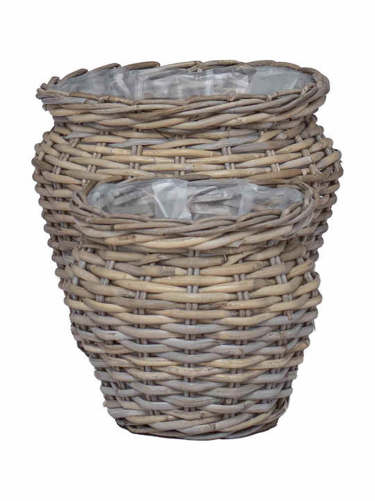 vidaXL Ghiveci Rattan Gri
