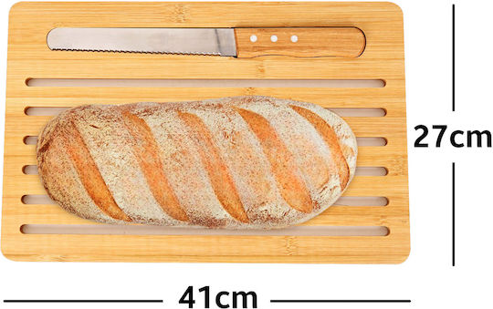 Cheffinger Tocător pentru Pâine Bambus Cuțit 41x27cm Tăiere Ușoară Maro Bej
