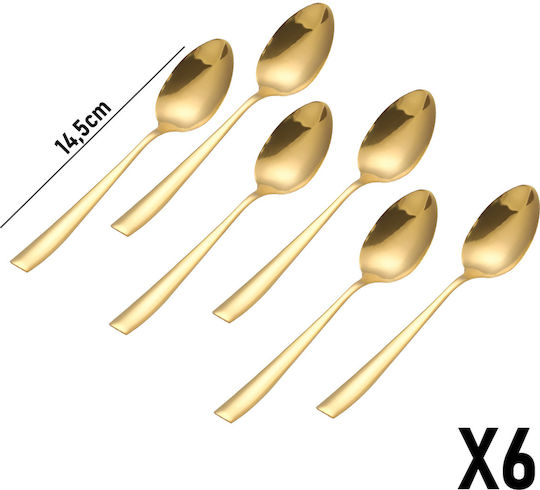 Cheffinger Set 6 Linguri Desert Din Oțel Inoxidabil 14.5 Cm Aurii