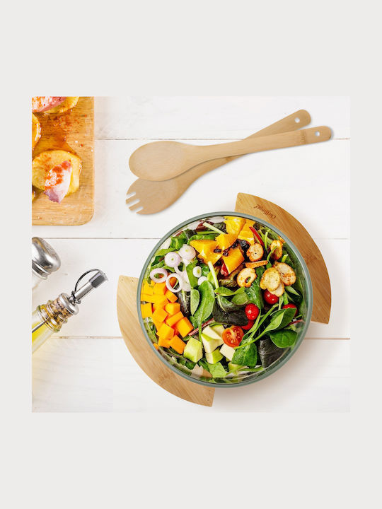 Cheffinger Glaskompotte Salatschüssel Bambusbasis Mit Salatbesteck Einschließlich Ultra Praktisch Siena Cheffinger Glaskompotte Salatschüssel Bambusbasis Mit Salatbesteck Einschließlich Ultra Praktisch Siena