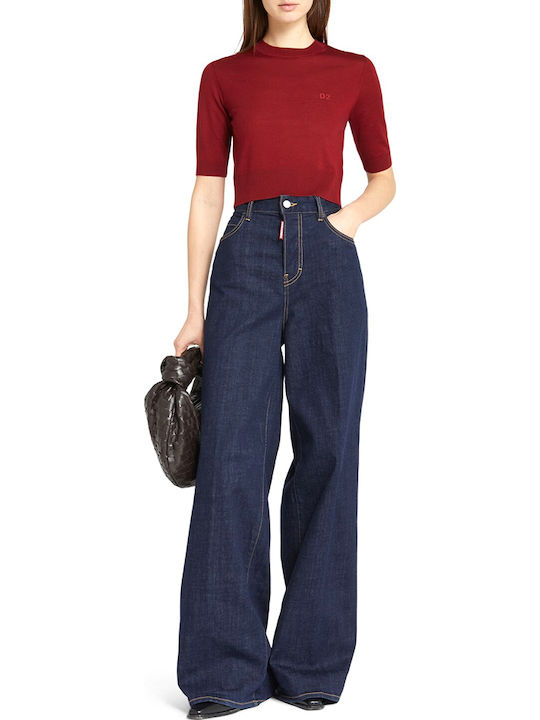 High Waist Women's Jean Trousers in Loose Fit Blue