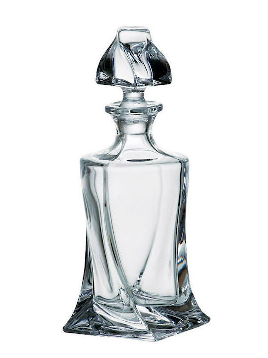 Bohemia Quadro Crystal Whiskey Decanter 27.9cm with Stopper & Glasses 850ml