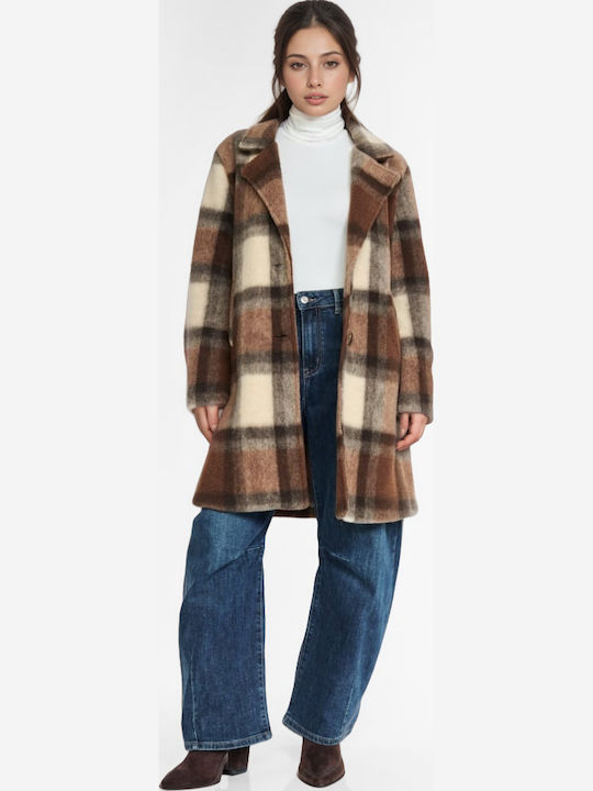 Damen Geprüft Brown Mantel