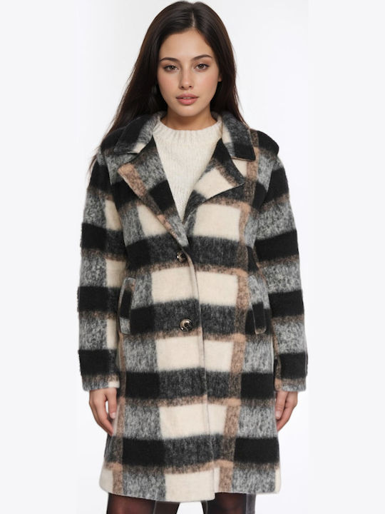 Damen Geprüft Beige Mantel