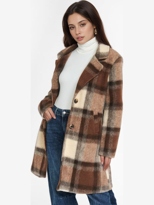 Damen Geprüft Brown Mantel