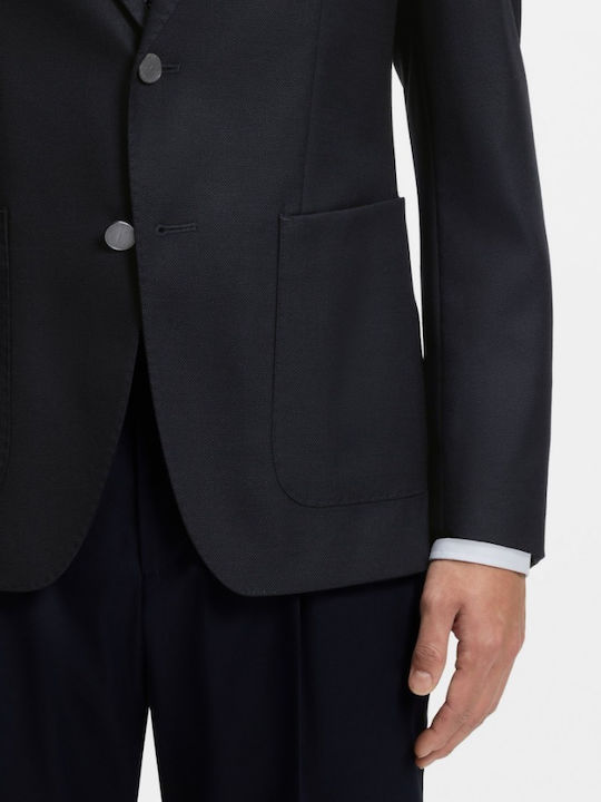 Winter Men’s Suit Jacket with Regular Fit Dark Blue