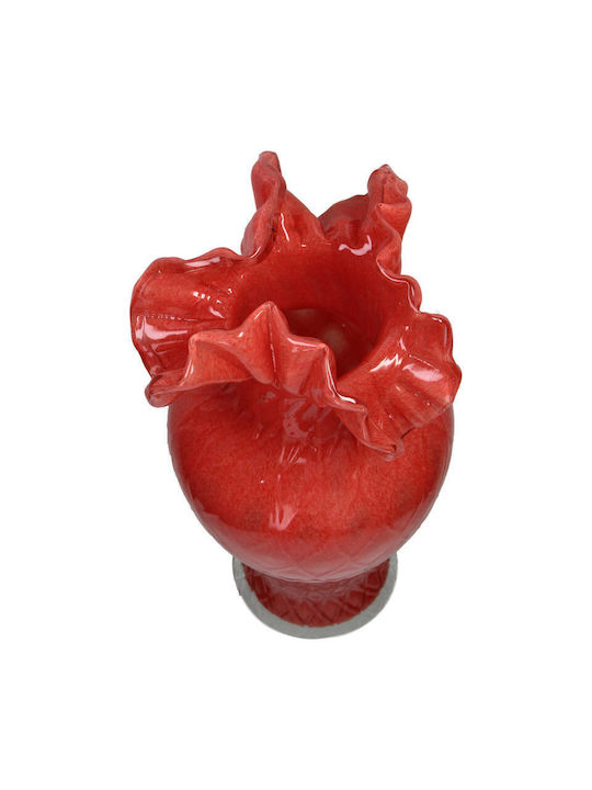 Vază Decorativă Sticlă Roșu 14x14x32cm 1buc