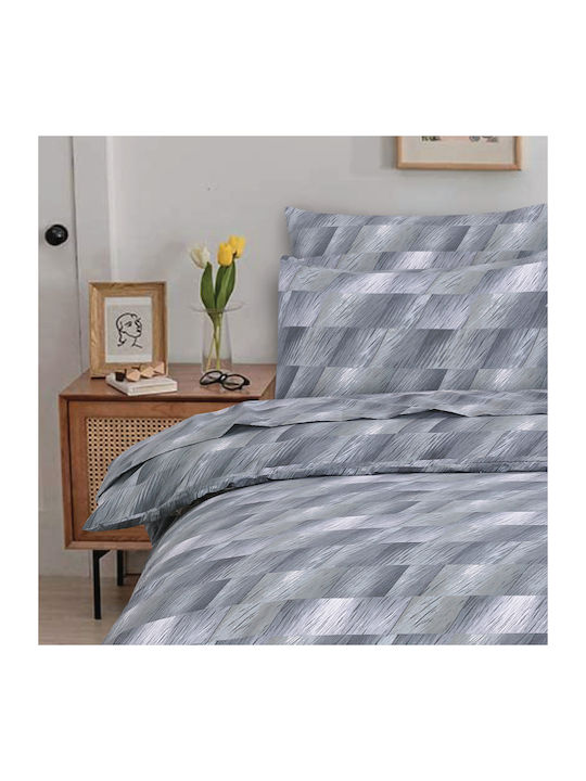 Casa Colori Сет Чаршафи Двойни с Ластик 140x200+30см. Grey Illus Сив 4бр
