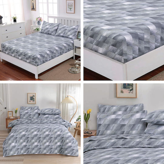 Casa Colori Чаршаф Полудвойно с Ластик 120x200+30см. Grey Illus Сив