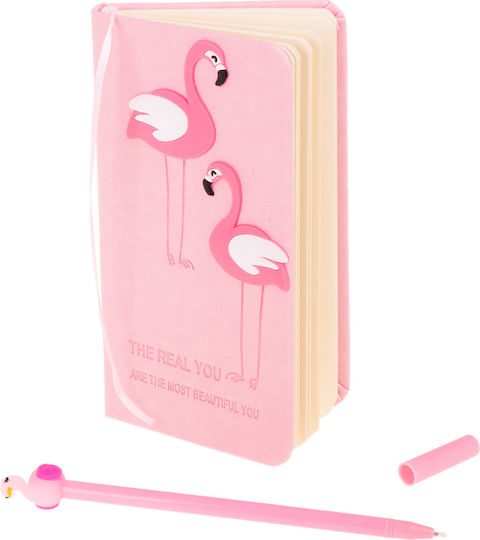 Set Cadou Copii Flamingo Caiet cu Finisaj din Piele Ecologică + Pix Flamingo