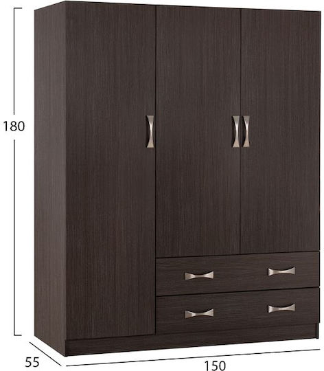 Dreifachtür Kleiderschrank Carly 150x55x180cm