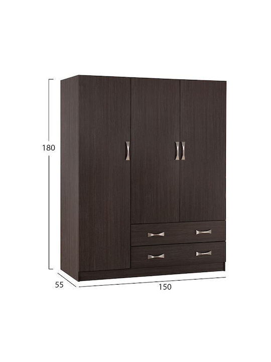 Triple Door Wardrobe Carly 150x55x180cm