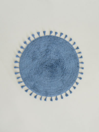 Nima Badematte Baumwolle Rund Fuzzy 33150 Denim Blue 90x90cm