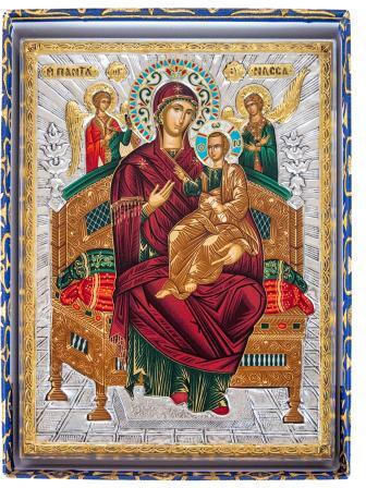 Panagia Pantanassa Crafted Canvas Icon Authentic Product of Vatopedi Monastery Holy Great Monastery Vatopedi 030403000023123 26 X 19 Cm