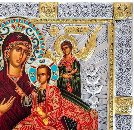 Virgin Mary Pantanassa Crafted Canvas Icon Authentic Product of Vatopedi Monastery Holy Great Monastery Vatopedi 030403000018123 19 X 15 Cm