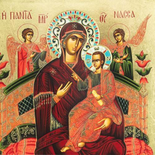 Panagia Pantanassa Replica of Miraculous Icon Authentic Product of Vatopedi Monastery Holy Great Monastery Vatopedi 30405000082123 33 X 26 Cm