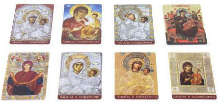 The Eight Miraculous Holy Mary Icons 8.5 X 5.5 Cm