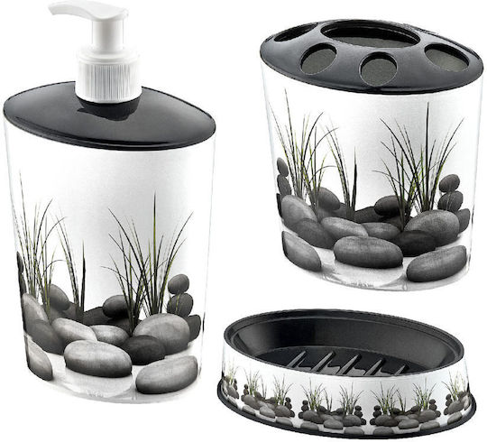 Plastic Bathroom Accessory Set Multicolour 3pcs