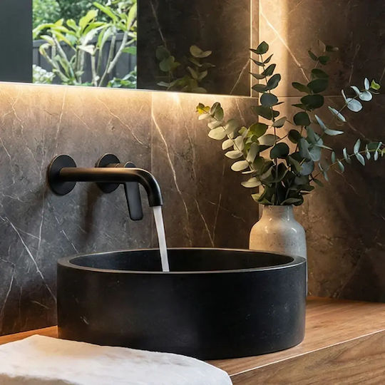 Tema Set Mischer & Auslauf für Wandmontage für für Waschbecken Schwarz