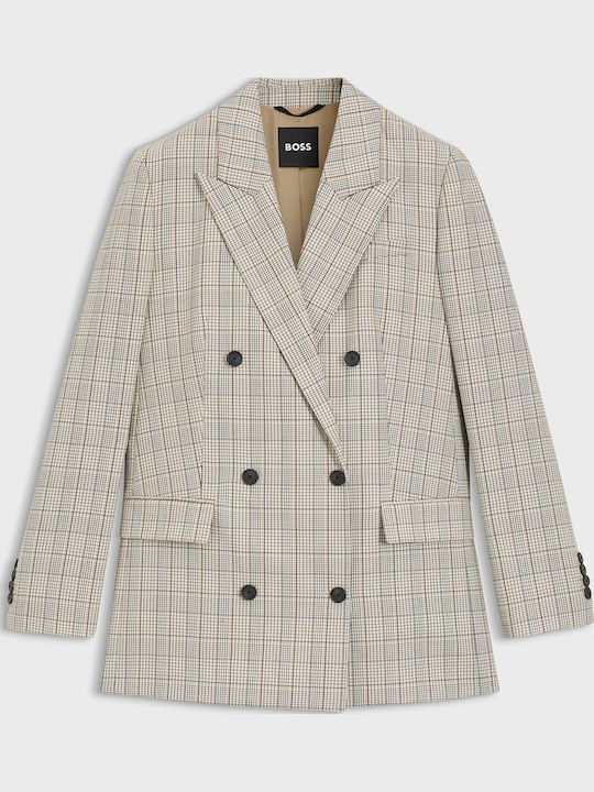 Boss Blazer pentru femei Încrucișat Sacou Biege