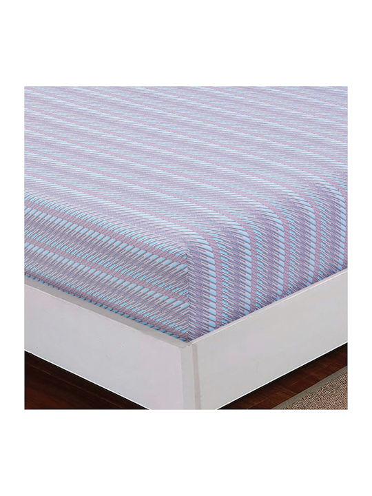 Casa Colori Calm Wave Σεντόνι Μονό με Λάστιχο 100x200+30εκ. Ριγέ