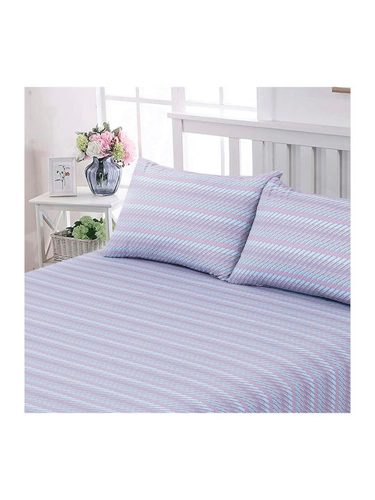 Casa Colori Calm Wave Σεντόνι Μονό με Λάστιχο 100x200+30εκ. Ριγέ
