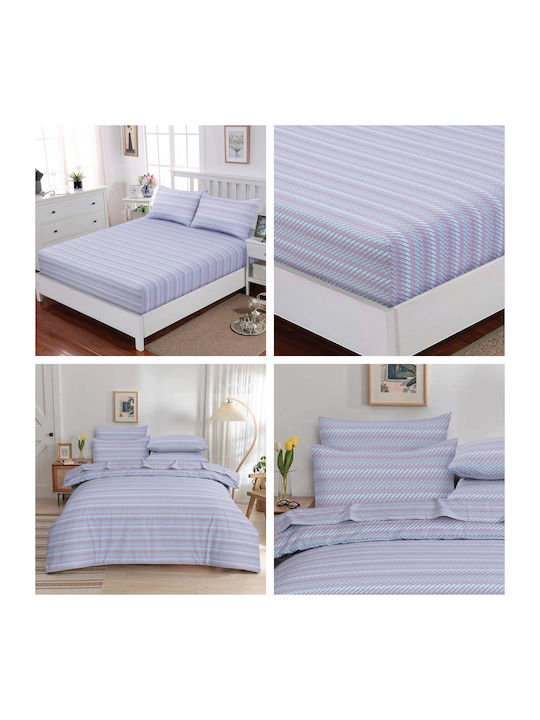 Casa Colori Calm Wave Σεντόνι Μονό με Λάστιχο 100x200+30εκ. Ριγέ