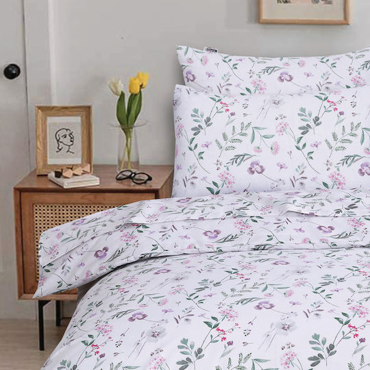 Casa Colori Blooming Touch Σετ Διπλό 4τμχ 140x200+30εκ. με Λάστιχο Floral Casa Colori Blooming Touch Σετ Διπλό 4τμχ 140x200+30εκ. με Λάστιχο Floral