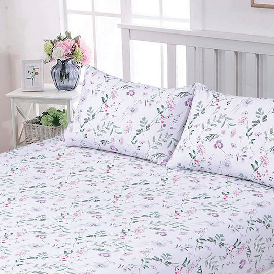 Casa Colori Bettlaken King Size mit Gummiband 180x200+30cm. Blooming Touch Floral