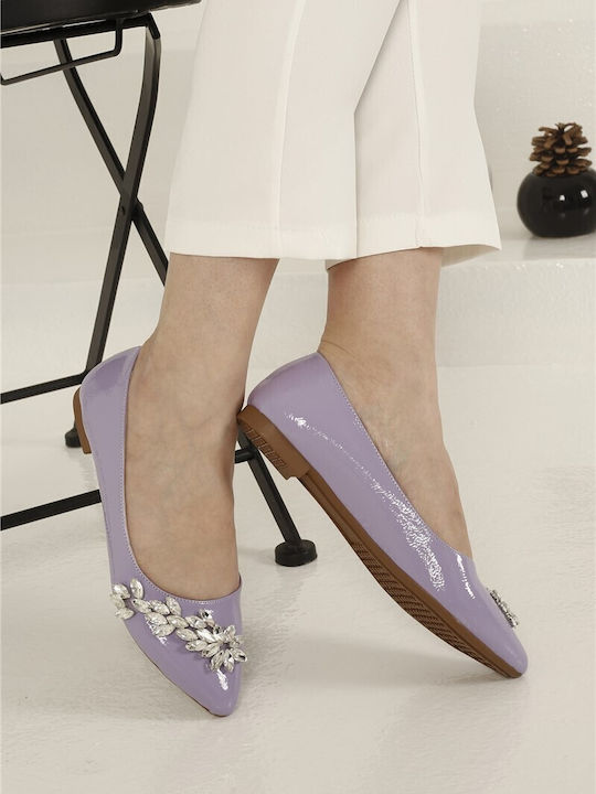 Leather Women's Moccasins in Purple Color