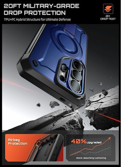 Supcase Unicorn Beetle Pro Mag 360 Full Cover Silicone Plastic Set with Tempered Glass Blue for Galaxy S26 Ultra