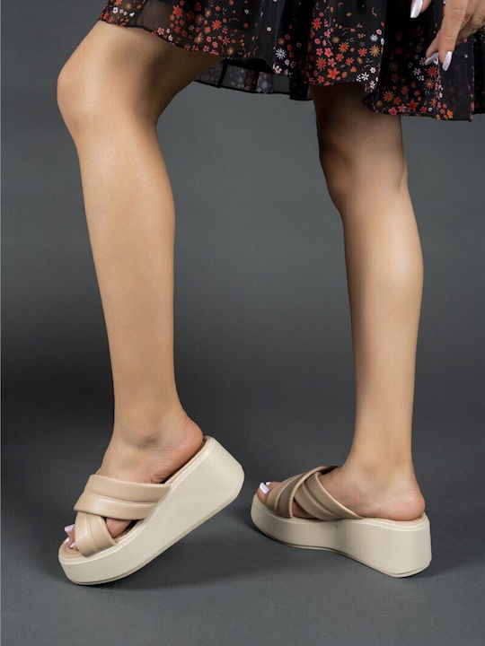 Platforme Dama Tip Slip On Bej