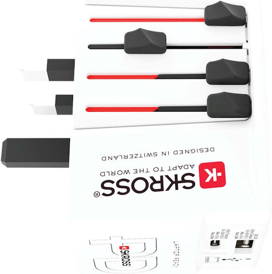 Skross Muv Универсален Пътнически Адаптер Usb-a Usb-c Power Delivery 30w Портове Бял