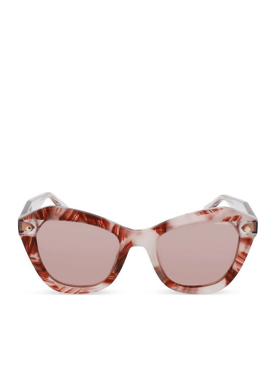 Police Women's Sunglasses with Multicolour Plastic Frame and Pink Lens SPLL97 0Z02