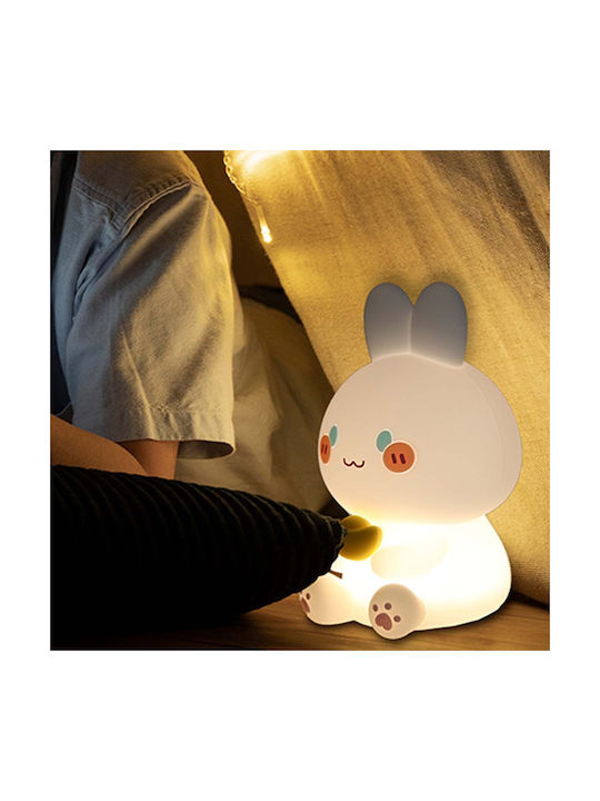 Wondee Belyo Funny Rabbit Нощна Лампа За Деца С Вграден Таймер Сензорно Управление Бяла