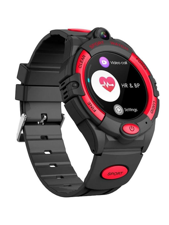 Eko Verbundenes Kinderuhr 4g GPS Kamera Wasserdicht IPX7 Kompass Schwarz Rot
