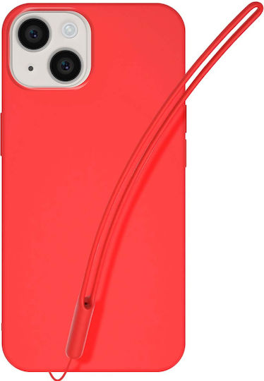 Jaym Силиконов Калъф За iPhone 14 Plus С Каишка За Ръка Червен