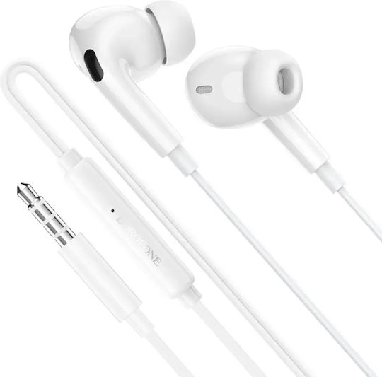 Borofone Bm100 Pro Fuente In-ear Handsfree Ακουστικά με Βύσμα 3.5mm Λευκό