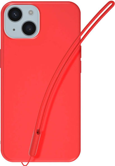Jaym Husa Silicon Pentru iPhone 15 Plus Cu Curea De Mana Rosu