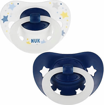 Nuk Signature Ορθοδοντικές Πιπίλες Σιλικόνης Νυκτός Άσπρο & Μπλε για 18-36 μηνών 2τμχ