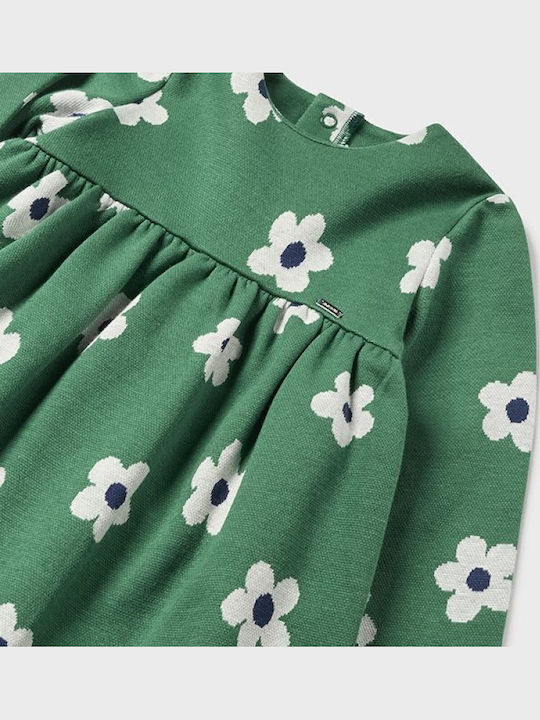 Flowers Rochie pentru Copii Mânecă lungă Verde