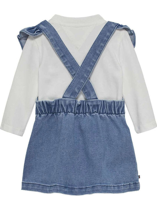 Mädchenkleider Denim Set mit Bluse Blau
