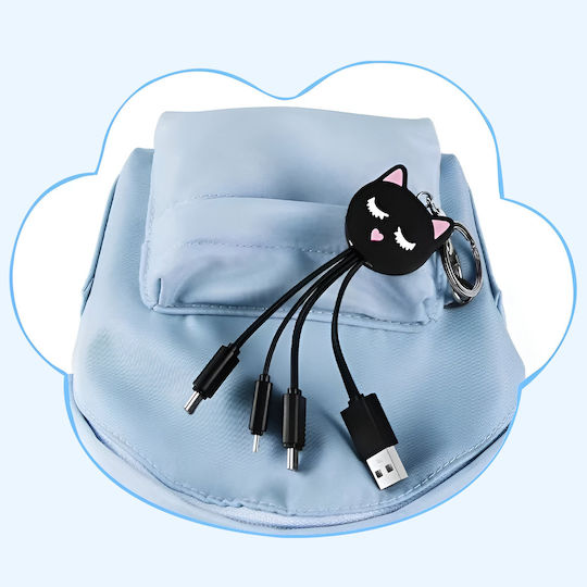 Yello Koko 3 In 1 Usb A Micro Usb Usb C Lightning Cable 0.15m Cat Black