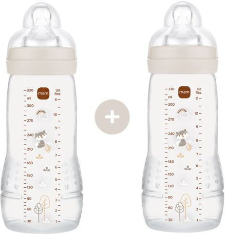 Mam Plastic Baby Bottle Set Easy Active S with Silicone Nipple for 4+ months Light Blue Maimudie 330ml 2pcs