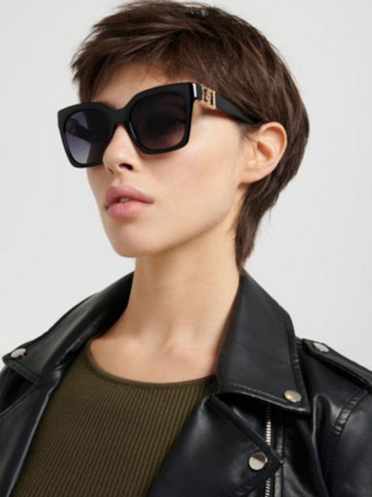 Dsquared2 Unisex Sunglasses with Black Horn-Rimmed Frame and Black Lens D2 0207/S 807