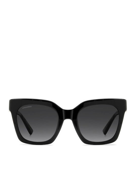 Dsquared2 Unisex Sunglasses with Black Horn-Rimmed Frame and Black Lens D2 0207/S 807